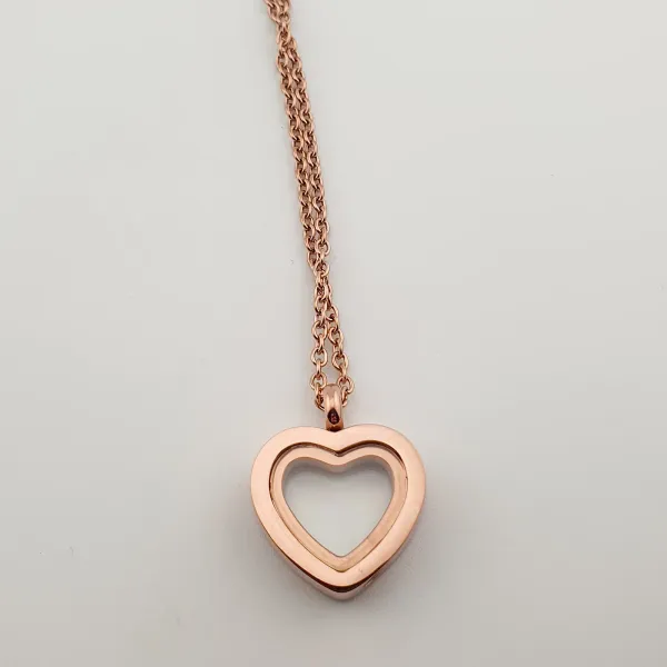 RVS Ashanger – Hart met Glazen Venster - Hart van Herinnering (Roségoud) - Gedenksieraad