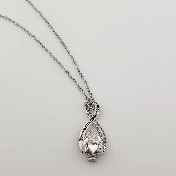 Infinity Keepsake Hanger met Hart – RVS Zilver - Gedenksieraad