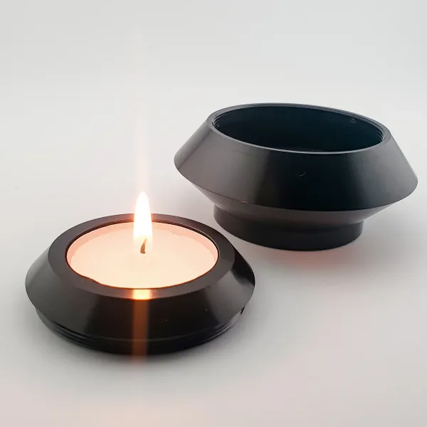 Mini Urn met Waxinelichtje - Zilverkleurig & Zwart - Waardig Gedenkteken