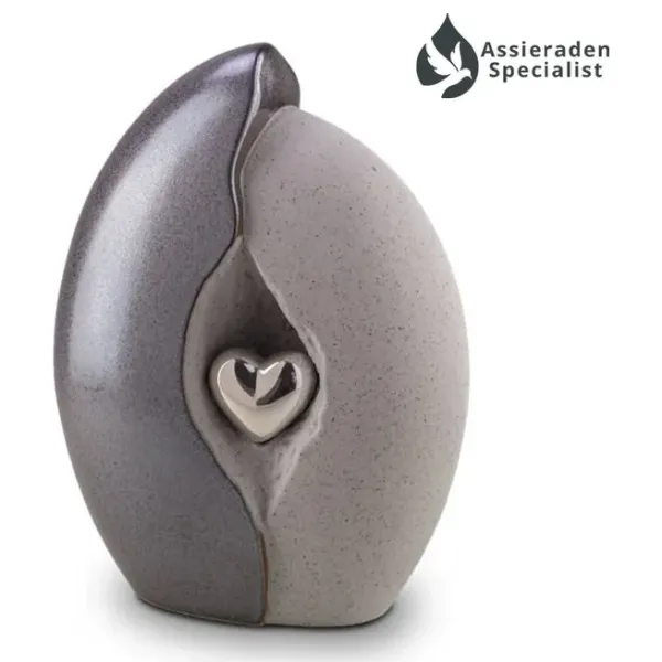 Keramische Urn - Urn Voor As Volwassen - Grijs & Zilverkleur - 3.8 Liter - Waardig Gedenkteken