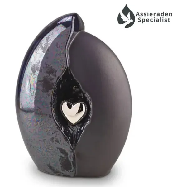 Keramische Urn - Urn Voor As Volwassen - Zwart & Zilverkleurig - 3.8 Liter - Waardig Gedenkteken