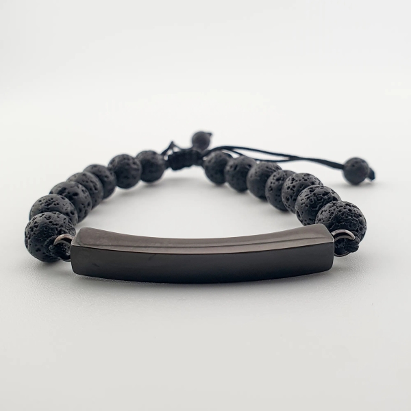 Verstelbare As Armband met Lava Kralen – Zwart - Gedenksieraad
