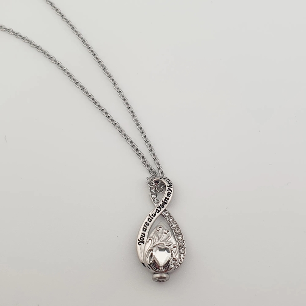 Infinity Keepsake Hanger met Hart – RVS Zilver - Gedenksieraad