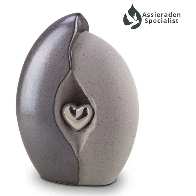 Keramische Urn - Urn Voor As Volwassen - Grijs & Zilverkleur - 3.8 Liter - Waardig Gedenkteken