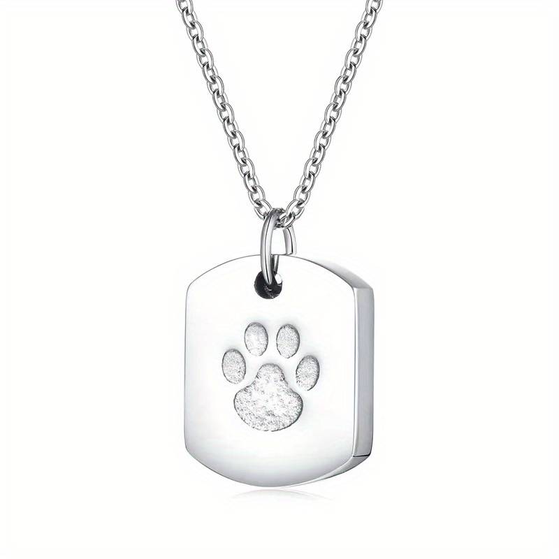 Asketting Dog Tag met hondenpoot - Zilver