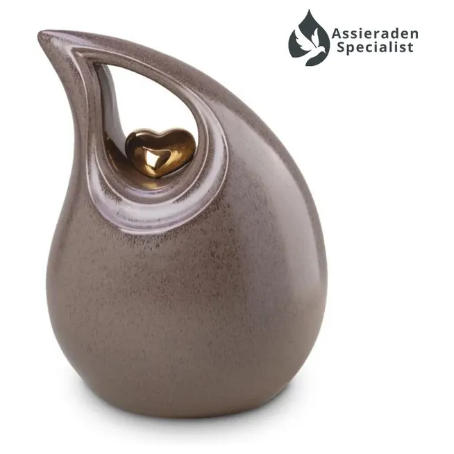 Assieraden Specialist - Crematie Urn Keramisch - Bruin & Goud - Urnen Volwassenen - 3.8 Liter