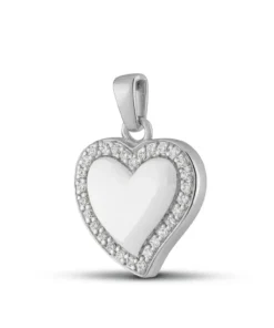 Assieraden Specialist - Ashanger Hart - Hartvorm met Steentjes - Romantisch en verfijnd - 925 Sterling zilver