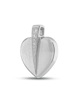 Assieraden Specialist - Hartvormige Ashanger - 925 Sterling Zilver - Subtiele Steentjes