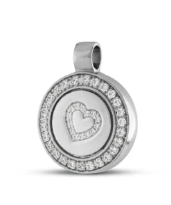 Assieraden Specialist - Ronde Ashanger met Hart - 925 Sterling Zilver - Sprankelende Rand